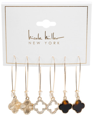 Thumbnail 1: Nicole Miller Women's 3 Pk Flower Dangle Earrings 