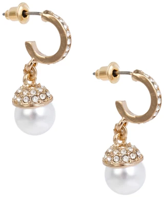 Thumbnail 2: Nicole Miller Women's 3 Pk Gold Crystal & Pearl Earrings 