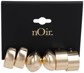 Thumbnail 1: Noir Women's 3 Pk Chunky Hoop Earrings 