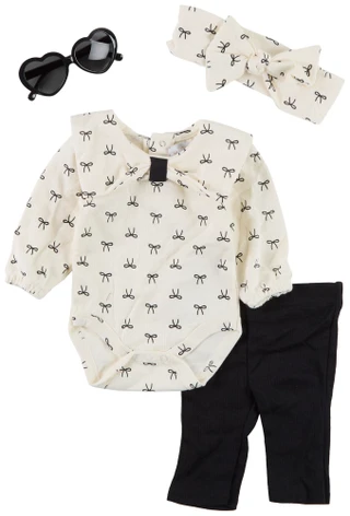 Thumbnail 1: RACHEL ZOE Baby Girl's 4 Pc Bow Bodysuit Pants Set  