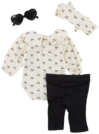 Thumbnail 2: RACHEL ZOE Baby Girl's 4 Pc Bow Bodysuit Pants Set  