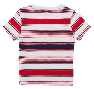 Thumbnail 2: Tommy Hilfiger Big Girl's Short Sleeve Stripe Varsity Henley Tee  