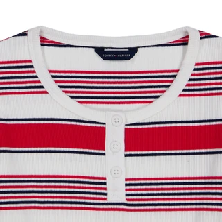 Thumbnail 3: Tommy Hilfiger Big Girl's Short Sleeve Stripe Varsity Henley Tee  