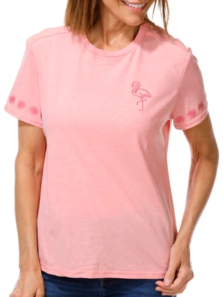 Thumbnail 1: REEL LEGENDS Women's Short Sleeve Flamingo Graphic Tee 