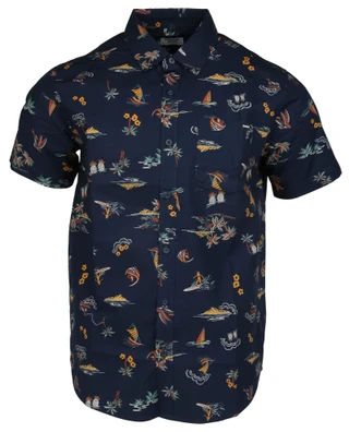 Thumbnail 1: Hurley Men's Short Sleeve Surf Island Print Button Up Woven Shirt  