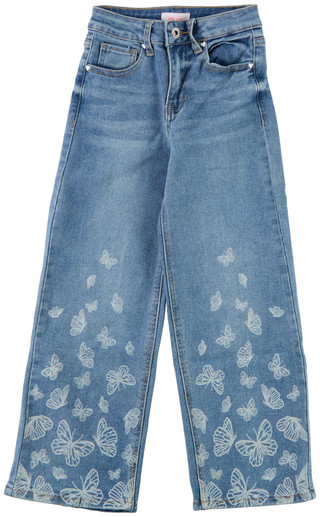 Thumbnail 1: YMI Big Girls Butterfly Wide Leg Jeans 