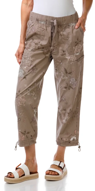 Thumbnail 1: Democracy Women's Drawstring Waist Pull On Floral Print Capris  