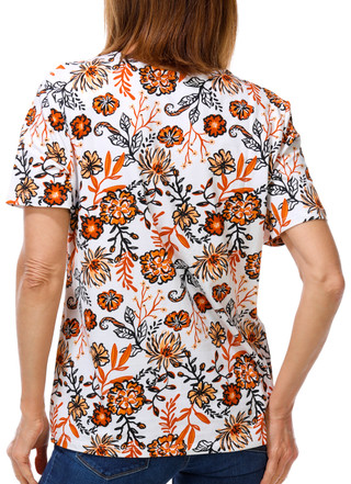 Thumbnail 2: Coral Bay Women's Short Sleeve Floral V Neck Top 