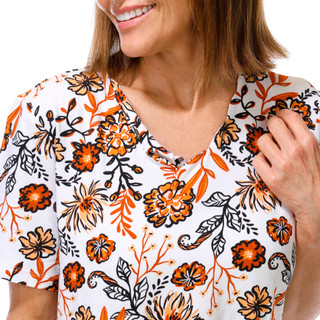 Thumbnail 3: Coral Bay Women's Short Sleeve Floral V Neck Top 