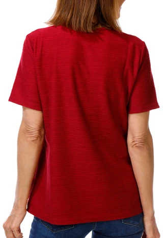 Thumbnail 3: Coral Bay Women's Short Sleeve Textured Keyhole Top 