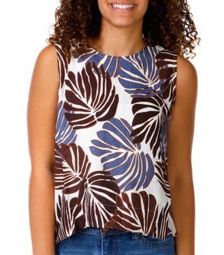 Thumbnail 1: Kaktus Couture Petite Sleeveless Palm Leaf Top 