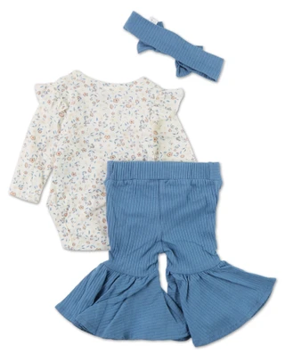 Thumbnail 2: Baby Essentials Baby Girls 3 Pc Bell Bottom Pants Set 