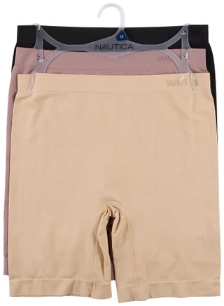 Thumbnail 1: Nautica Women's 3 Pk Seamless Slip Shapewear Shorts  