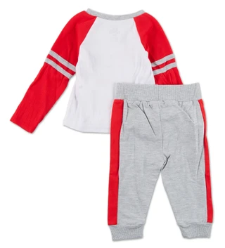 Thumbnail 2: Baby Essentials Baby Boys 2 Pc Embroidered Shirt & Jogger Pants Set 