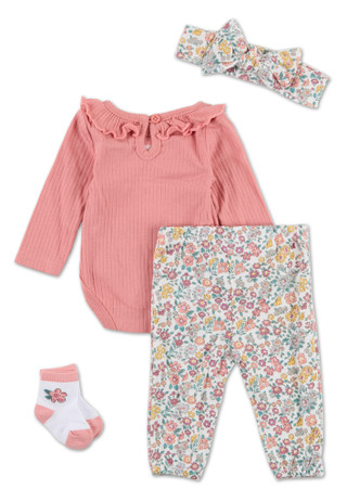Thumbnail 2: Baby Essentials Baby Girls 4 Pc Pants Set 