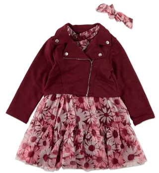 Thumbnail 1: Nannette Big Girls 2 Pc Dress Set w/ Scrunchie 