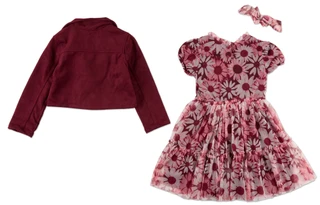 Thumbnail 3: Nannette Big Girls 2 Pc Dress Set w/ Scrunchie 