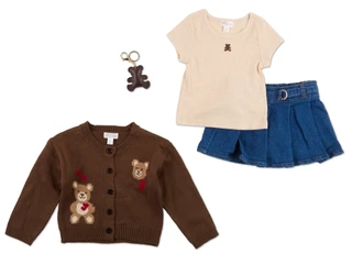 Thumbnail 1: Nannette Toddler Girls 3 Pc Denim Skorts Set w/ Keychain 