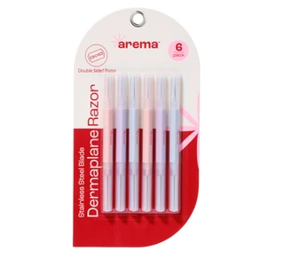 Thumbnail 1: Arema 6 Pk Stainless Steel Blade Dermaplane Double-Sided Razors 