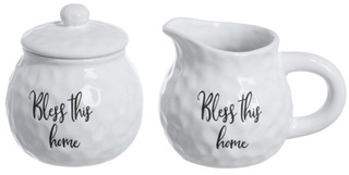 Thumbnail 1: Buttermilk Home & Kitchen  2 Pc Hammered Textured Sugar Jar and Creamer Server Dishes 