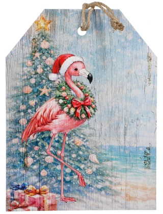 Thumbnail 1: SUNSET VISTA DESIGNS 16 In Flamingo Chrismas Door Hanger 
