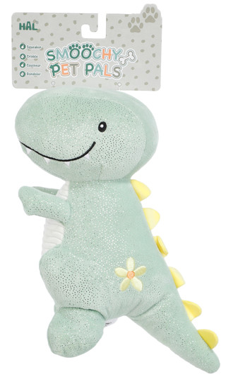 Thumbnail 2: Smoochy Pet Pals 10 In Sparkly Dino Plush Squeaker Crinkle Pet Toy  