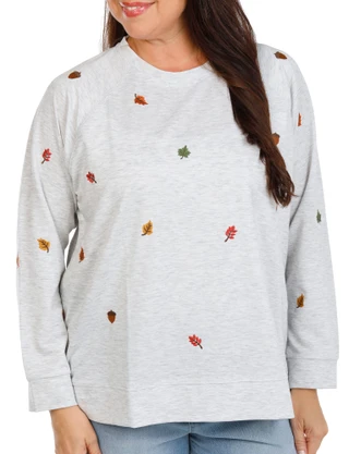 Thumbnail 1: Philosophy Women's Plus Long Sleeve Harvest Embroidered Top 