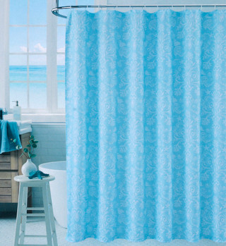 Thumbnail 3: Caribbean Joe oastal Damask Textured Shower Curtain 