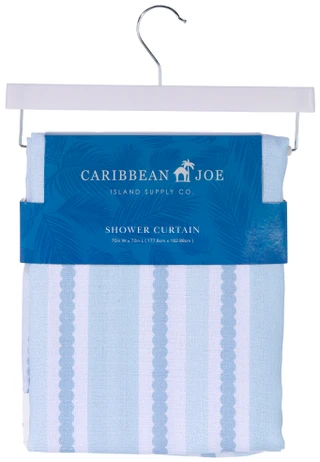 Thumbnail 1: Caribbean Joe Palm Stripe Textured Shower Curtain 