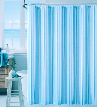 Thumbnail 2: Caribbean Joe Palm Stripe Textured Shower Curtain 