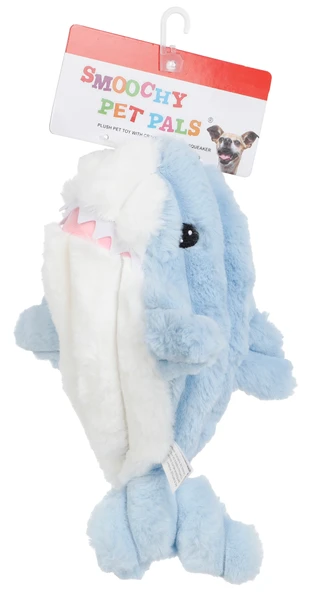 Thumbnail 2: Smoochy Pet Pals 12 In Plush Ultra Soft Shark Squeaker Crinkle Pet Toy 