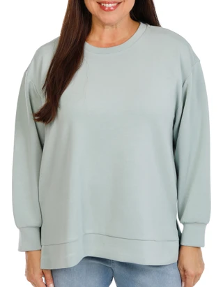 Thumbnail 1: MAGASCHONI Women's Plus Long Sleeve Scuba Solid Top  
