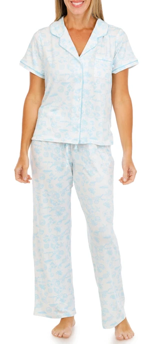 Thumbnail 1: Jessica Simpson Women's Summer Beach Toile Print Sleep Set 