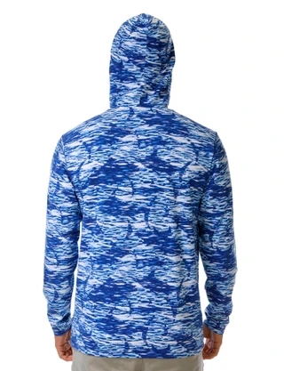Thumbnail 2: REEL LEGENDS Men's Long Sleeve Salt Wash Hooded Performance Shirt 