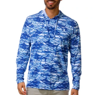 Thumbnail 1: REEL LEGENDS Men's Long Sleeve Salt Wash Hooded Performance Shirt 