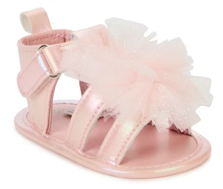 Thumbnail 1: Josmo Baby Girls' Tulle Bow Sandals - Pink 
