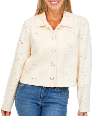 Thumbnail 1: Bagatelle Women's Eyelet Faux Suede Jacket 