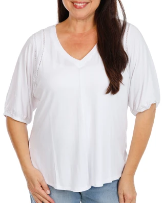 Thumbnail 1: Coral Bay Women's Plus Puff Sleeve Top 