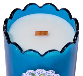 Thumbnail 3: EAST WEST Amalfi Lemon Scented Candle in Scalloped Glass Jar - 13.5 oz 