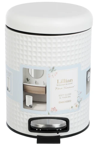 Thumbnail 1: LILLIAN AUGUST 5L French Farmhouse Embossed Soft Close Trash Bin 