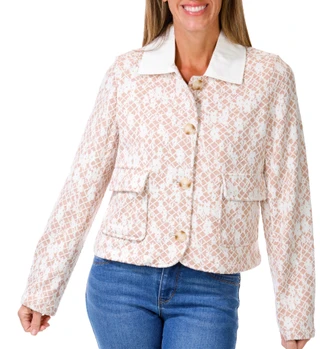 Thumbnail 1: Bagatelle Women's Knit Jacquard Contrast Jacket  