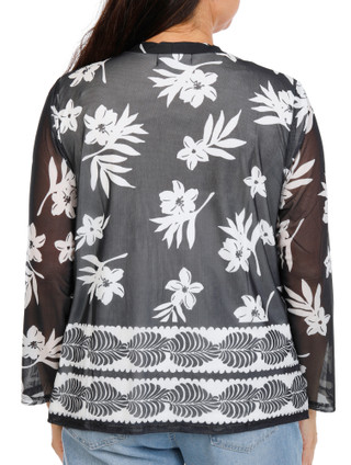 Thumbnail 3: HARPER 241 Women's Plus Long Sleeve Print 2Fer Top 