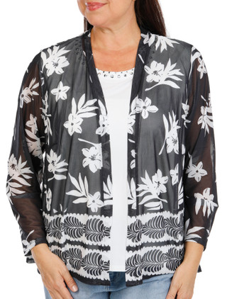 Thumbnail 1: HARPER 241 Women's Plus Long Sleeve Print 2Fer Top 