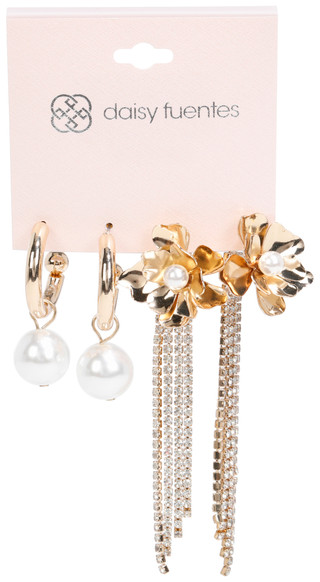 Thumbnail 1: daisy fuentes Women's 2 Pc Gold Tone Pearl Drop & Dangle Earrings 