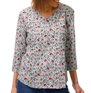 Thumbnail 1: Coral Bay Women's Petite 3/4 Sleeve Christmas Flamingo Tee 