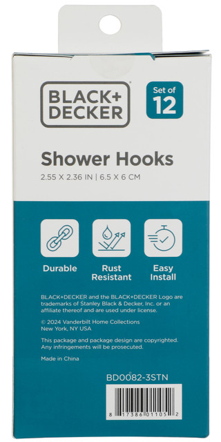 Thumbnail 2: Black & Decker 12 Pk Nickel Rust Resistant Shower Hooks  