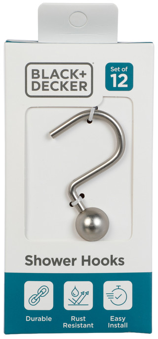 Thumbnail 1: Black & Decker 12 Pk Nickel Rust Resistant Shower Hooks  