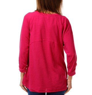 Thumbnail 3: DKNY Women's 3/4 Sleeve Solid Waffle Knit Top 
