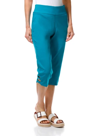 Thumbnail 1: Coral Bay Women's Petite Pull On Comfort Stretch Pearl Capri  