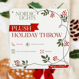 Thumbnail 2: Nordic Lights 60x70 Christmas Deer Plush Throw 
